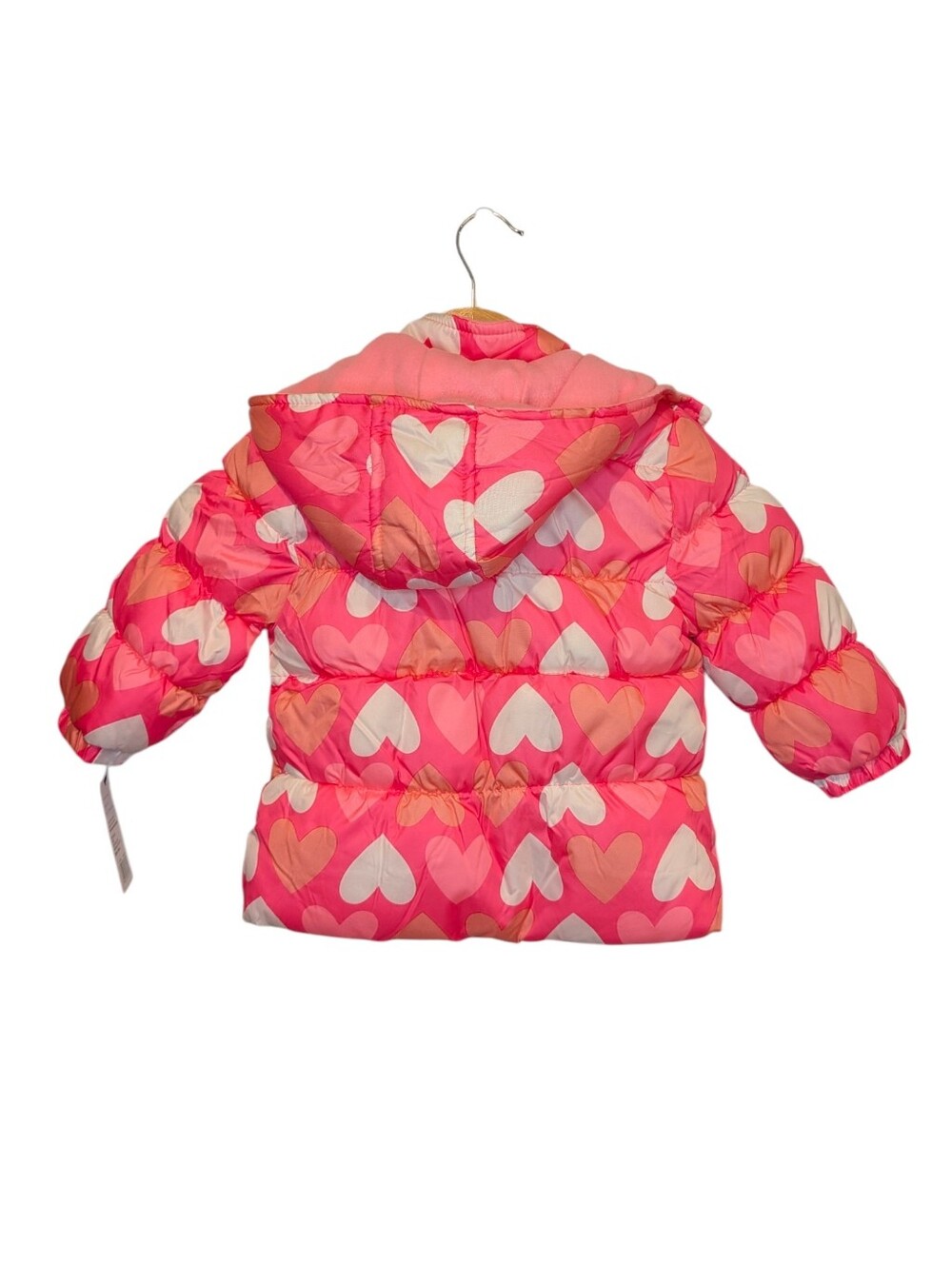 Berkley Jensen Kids Pink Heart Puffer Jacket Hooded Winter Coat Size 2T - Picture 3 of 13